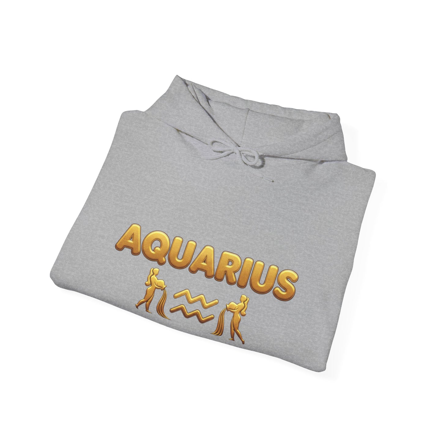 Aquarius Zodiac Hoodie — Gold Astrology Graphic Hooded Sweatshirt