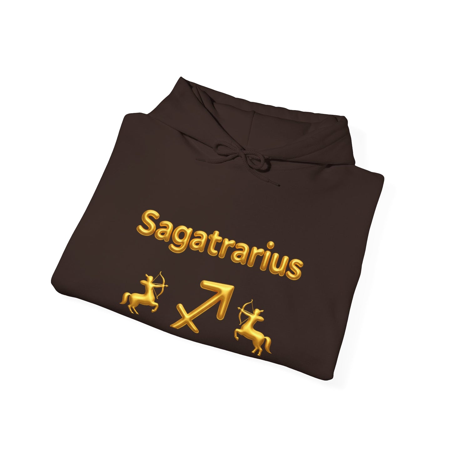 Sagittarius Zodiac Hoodie – Gold Archer Symbols & Astrological Wheel Back Print