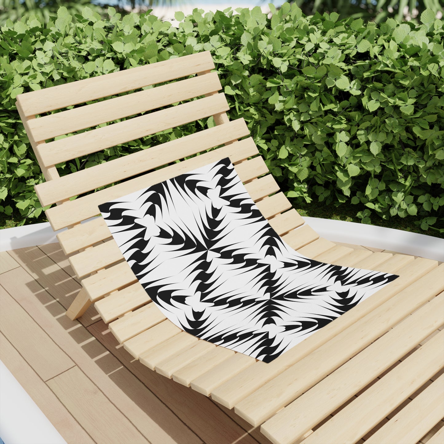Black & White Tribal Pattern Beach Towel Bold Geometric Ocean Towel