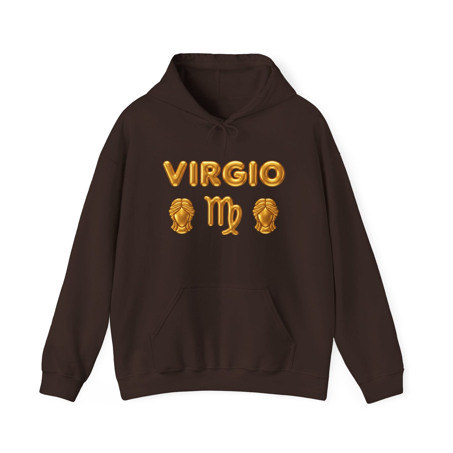 Virgo Zodiac Hoodie — Gold Virgo Sign & Astrological Wheel Pullover