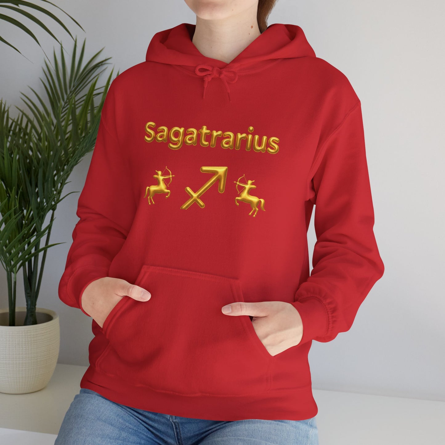 Sagittarius Zodiac Hoodie – Gold Archer Symbols & Astrological Wheel Back Print