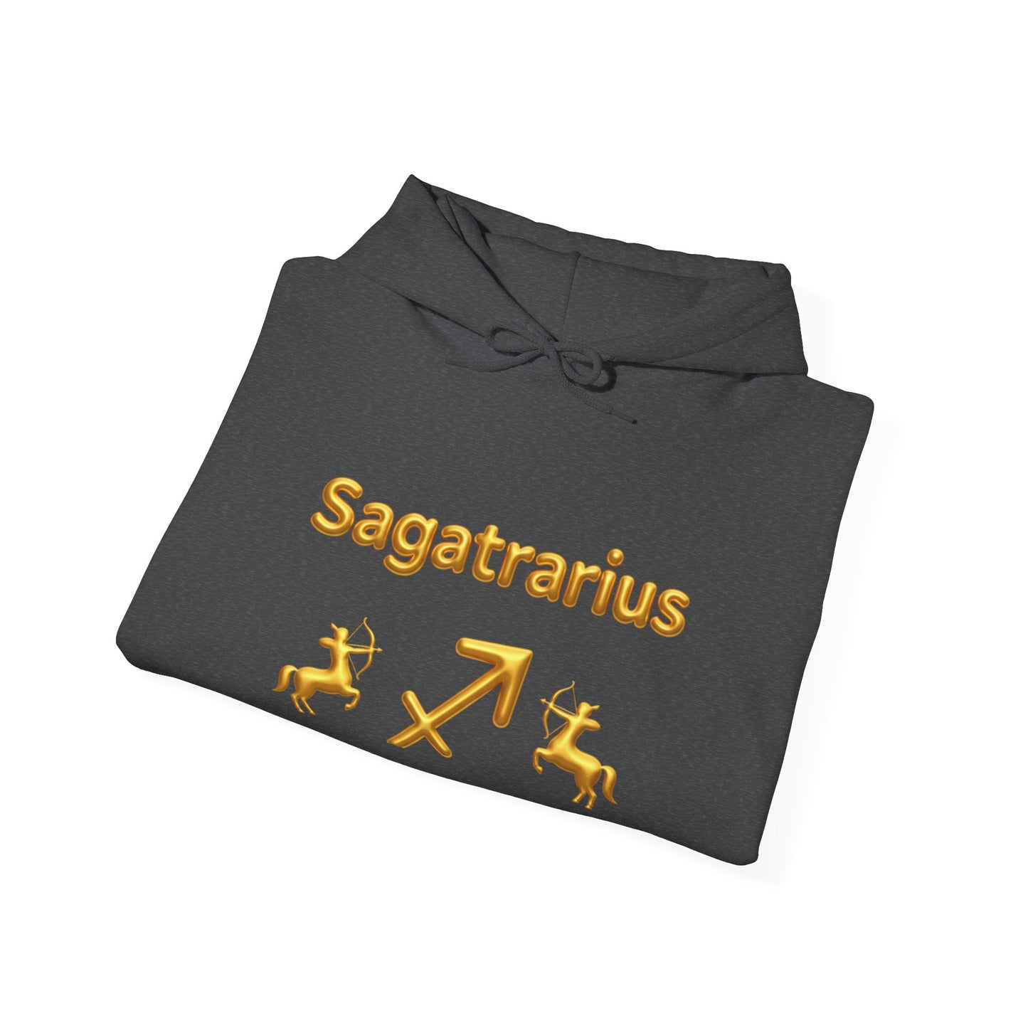 Sagittarius Zodiac Hoodie – Gold Archer Symbols & Astrological Wheel Back Print