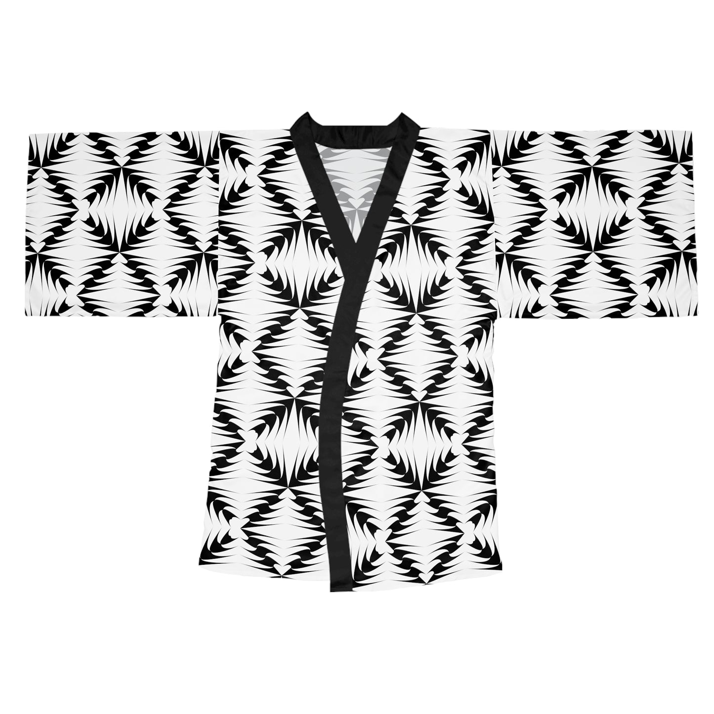 Black & White Geometric Kimono Robe