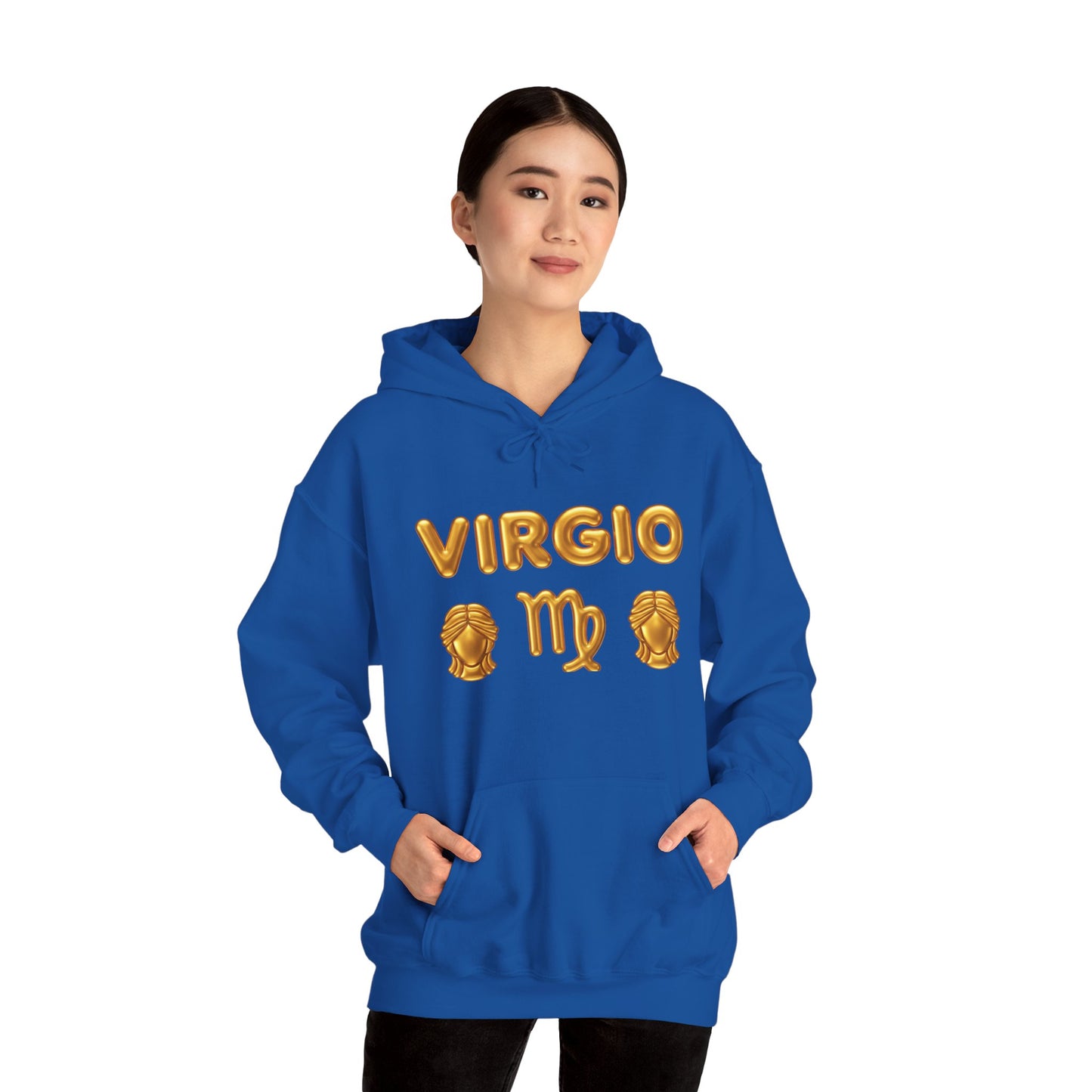 Virgo Zodiac Hoodie — Gold Virgo Sign & Astrological Wheel Pullover