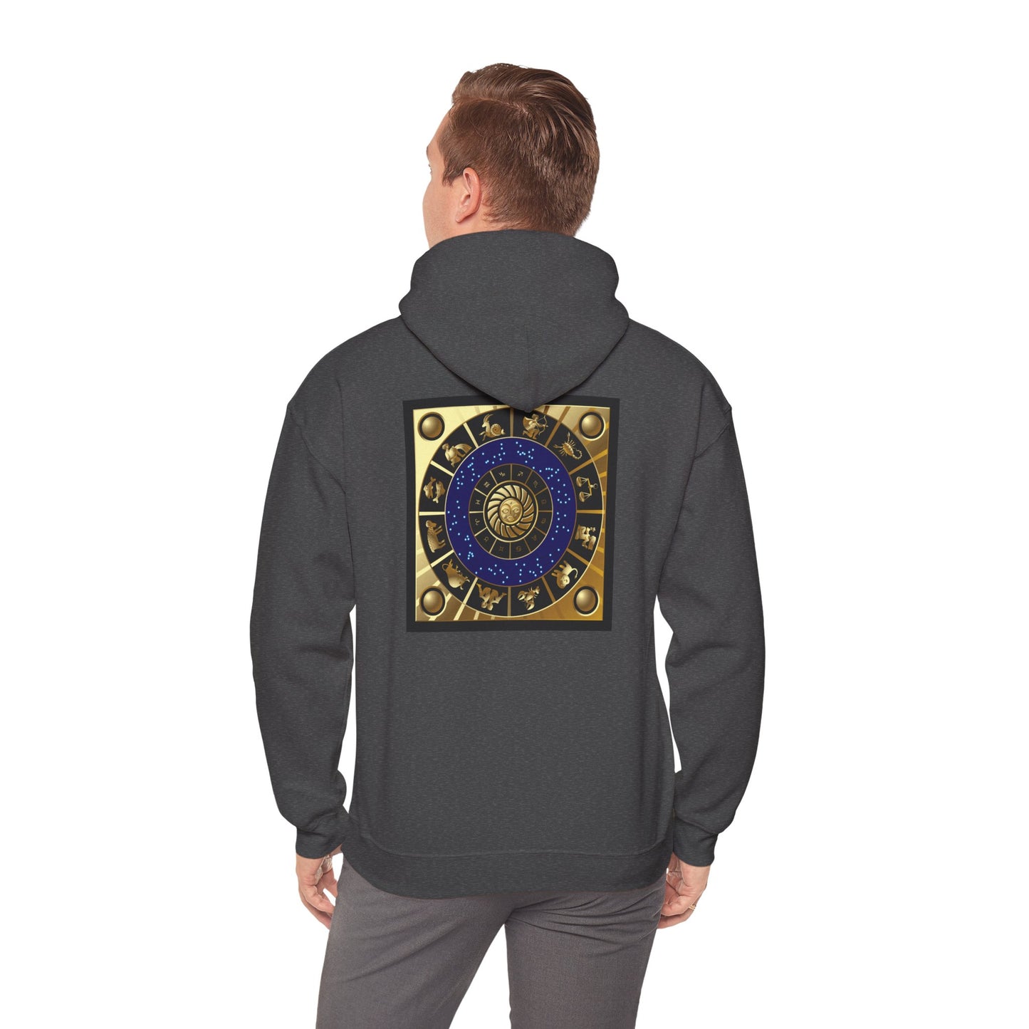 Aquarius Zodiac Hoodie — Gold Astrology Graphic Hooded Sweatshirt