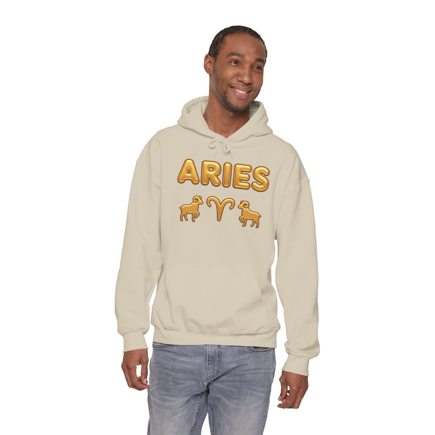 Aries Zodiac Hoodie — Gold Horoscope Ram Astrology Sweatshirt