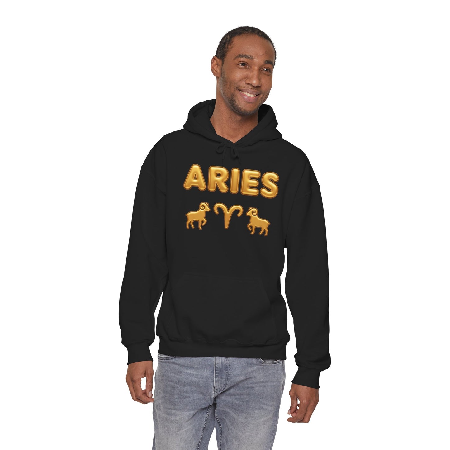 Aries Zodiac Hoodie — Gold Horoscope Ram Astrology Sweatshirt
