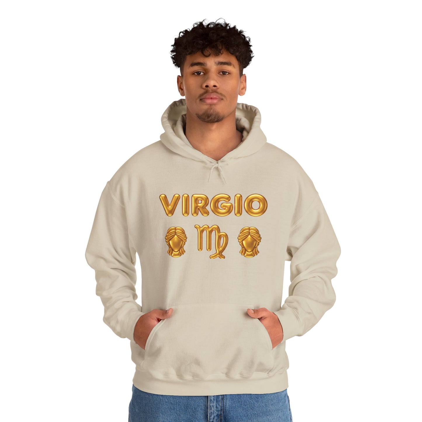 Virgo Zodiac Hoodie — Gold Virgo Sign & Astrological Wheel Pullover