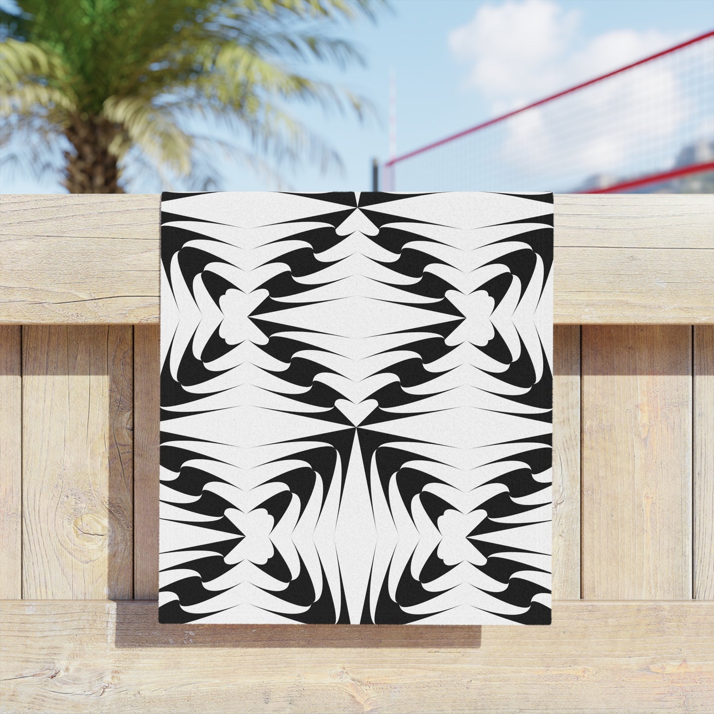 Black & White Tribal Pattern Beach Towel Bold Geometric Ocean Towel