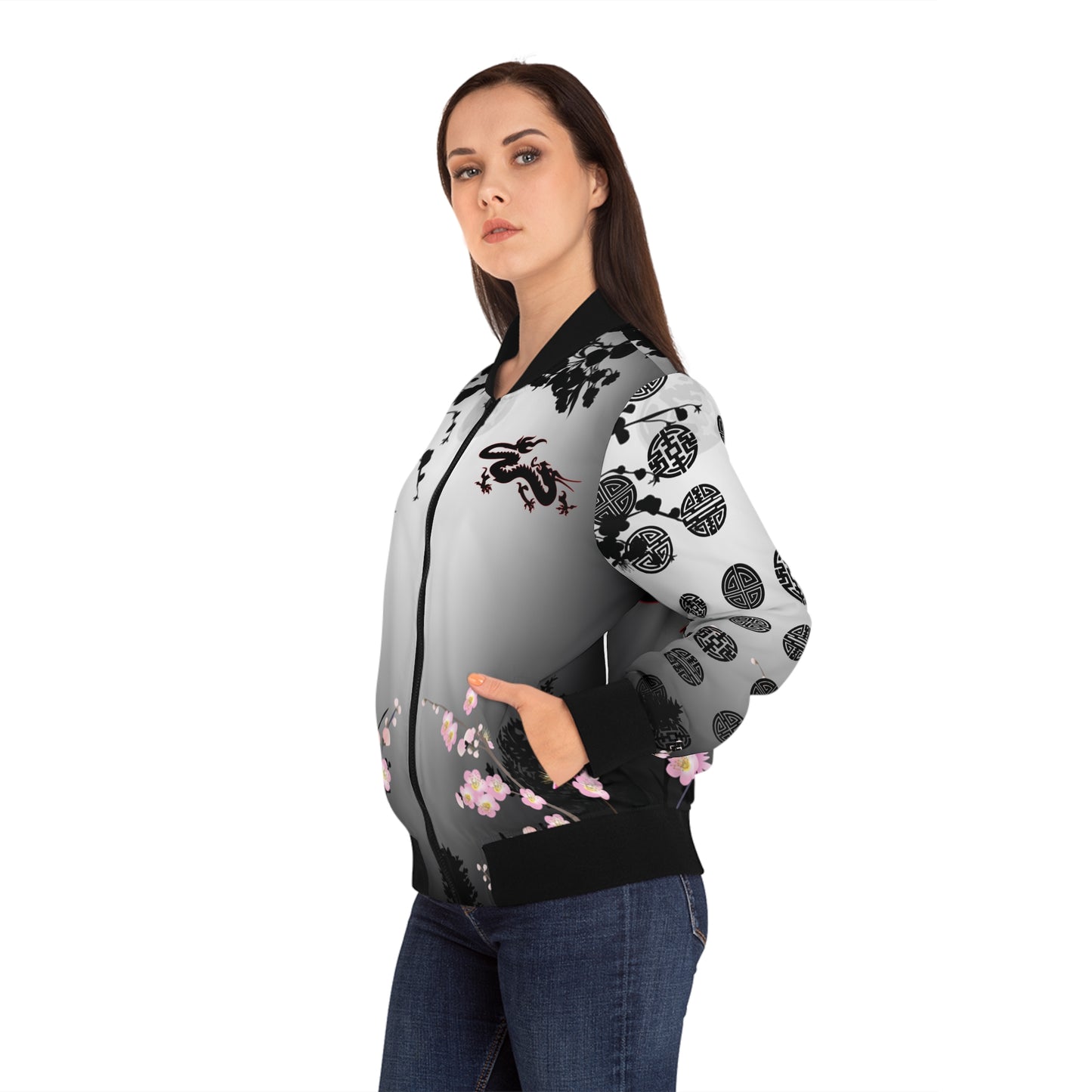 Cherry Blossom Dragon Bomber Jacket One