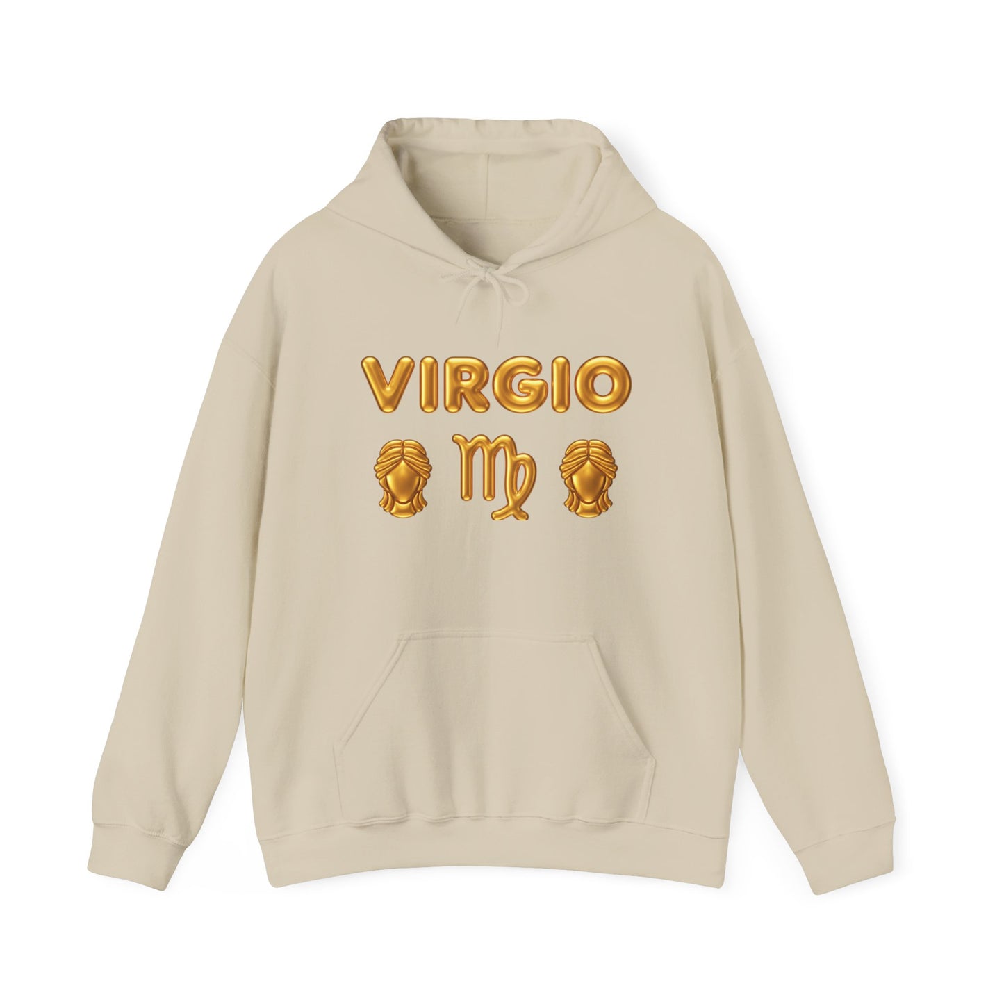 Virgo Zodiac Hoodie — Gold Virgo Sign & Astrological Wheel Pullover