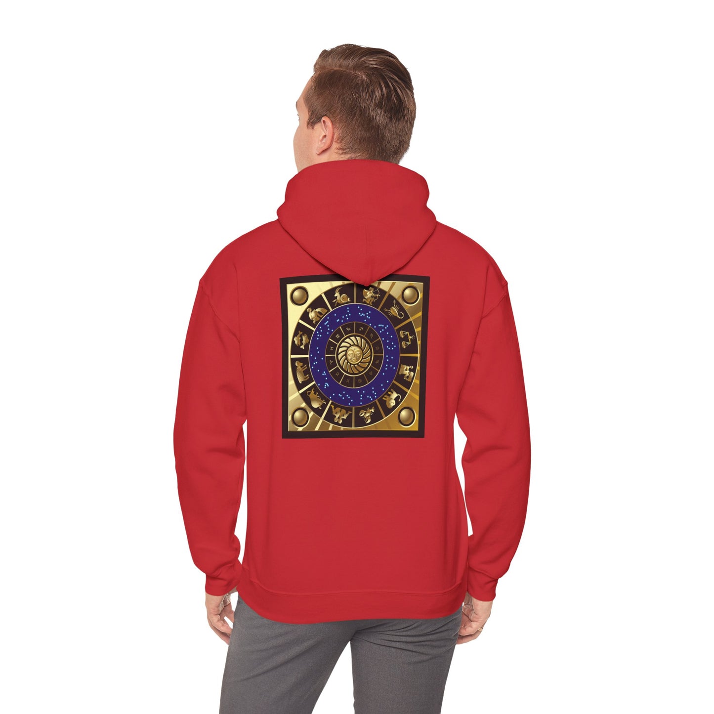 Aquarius Zodiac Hoodie — Gold Astrology Graphic Hooded Sweatshirt