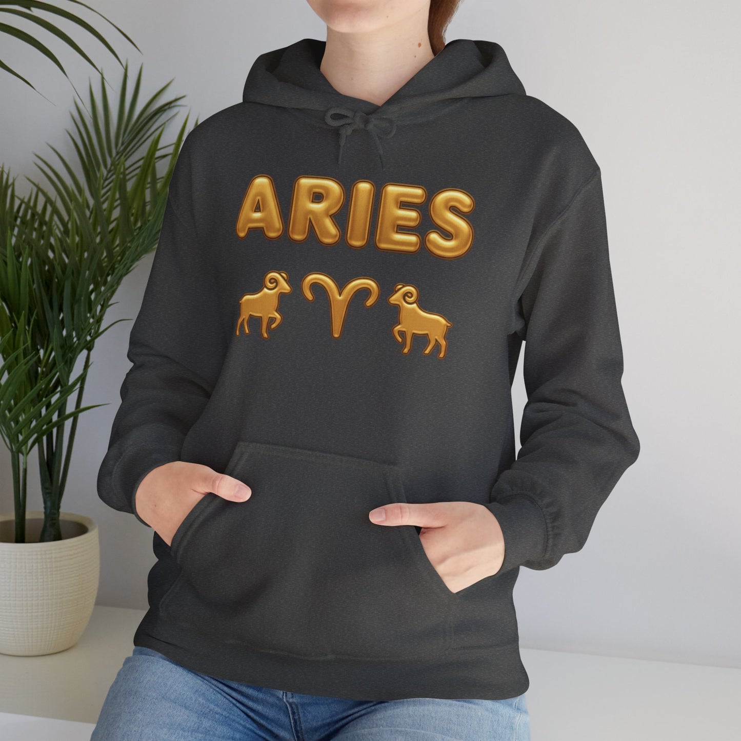 Aries Zodiac Hoodie — Gold Horoscope Ram Astrology Sweatshirt