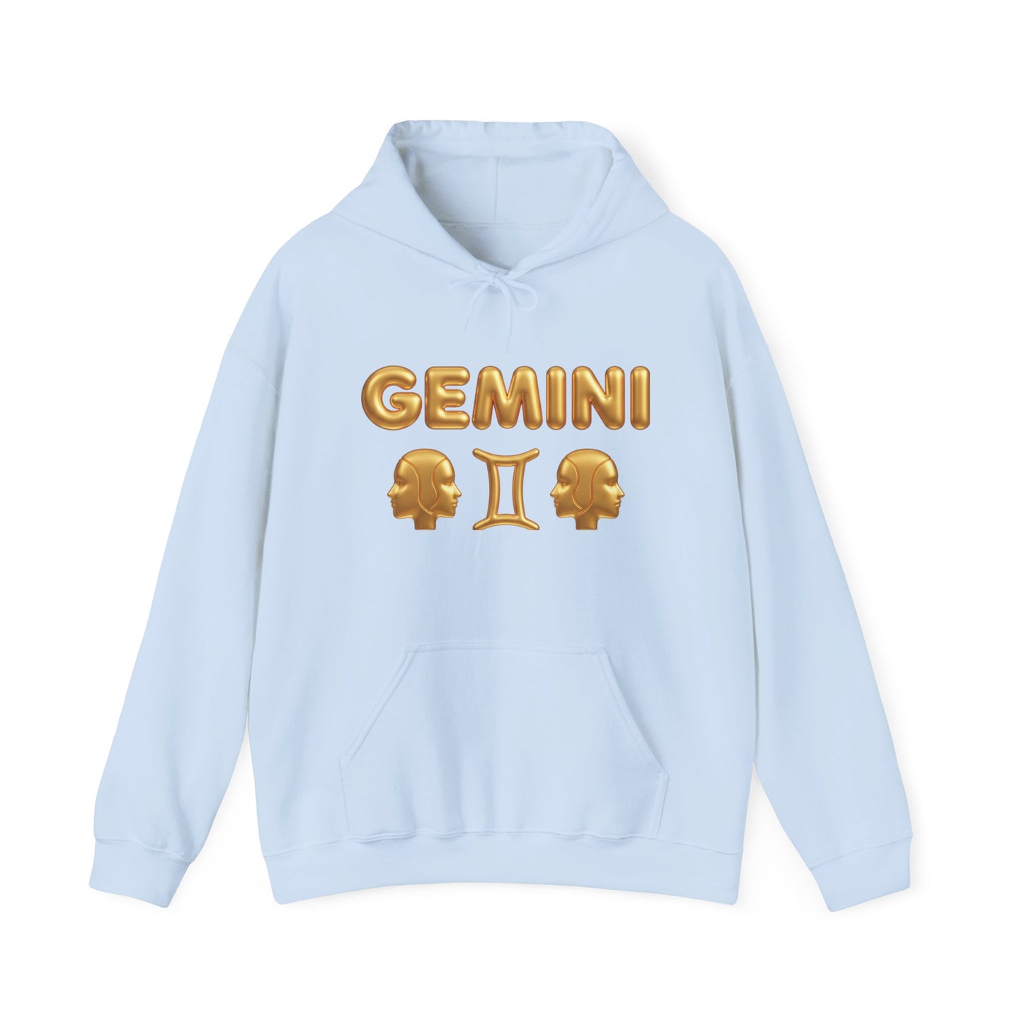 Gemini Zodiac Hoodie – Gold Gemini Text & Astrology Wheel Back Print