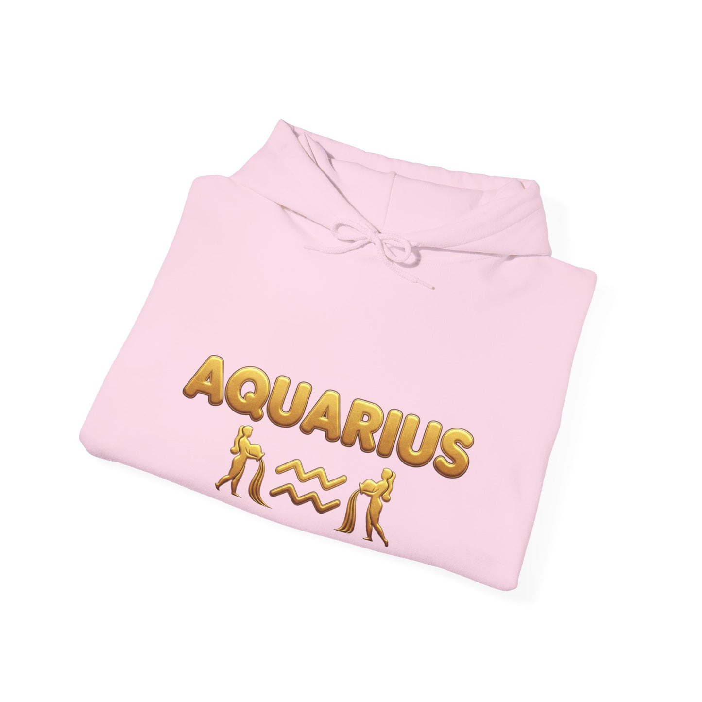Aquarius Zodiac Hoodie — Gold Astrology Graphic Hooded Sweatshirt