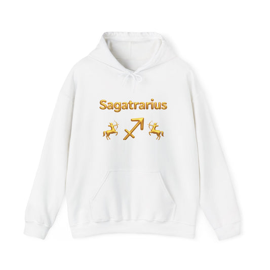 Sagittarius Zodiac Hoodie – Gold Archer Symbols & Astrological Wheel Back Print