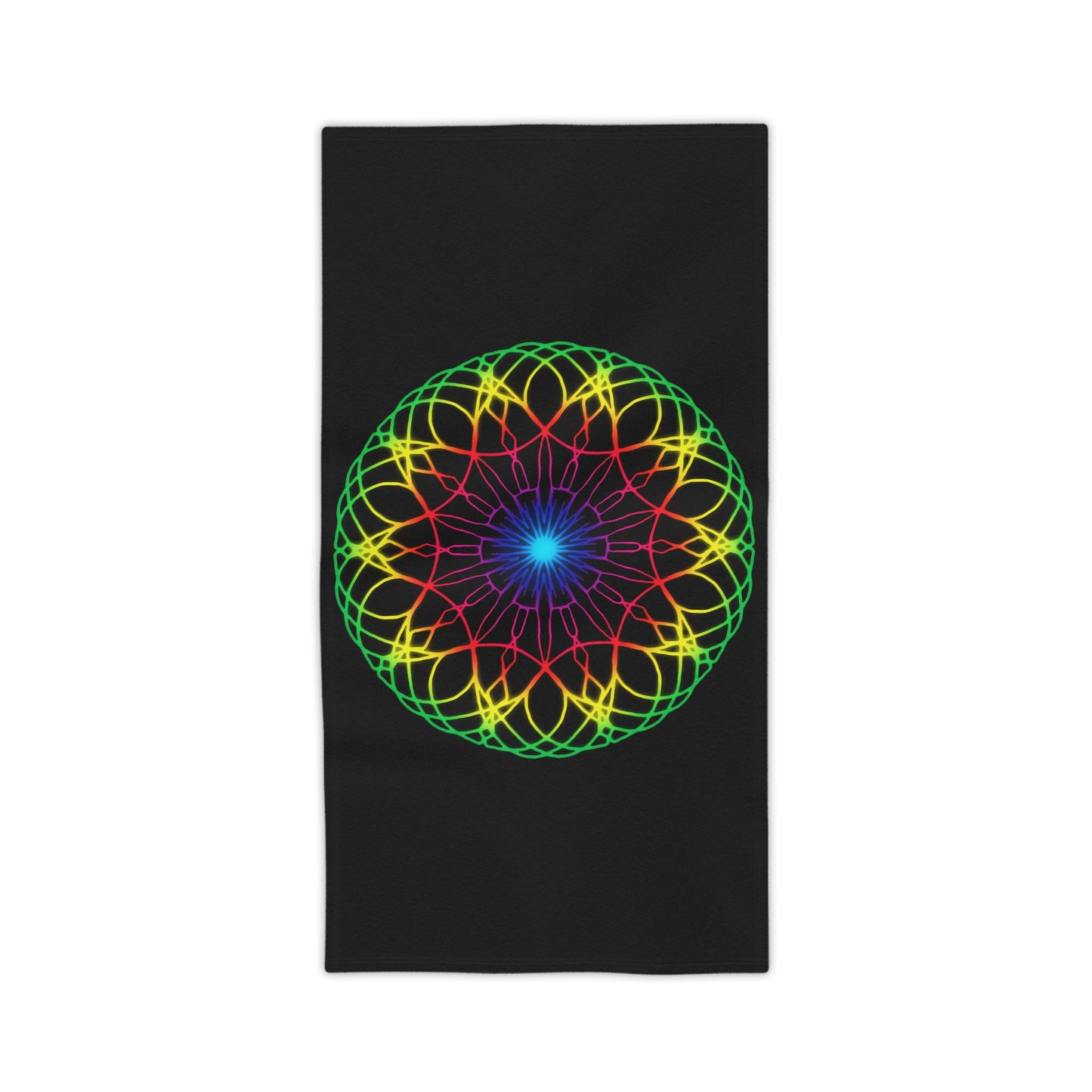 Neon Psychedelic Rainbow Mandala Beach Towel