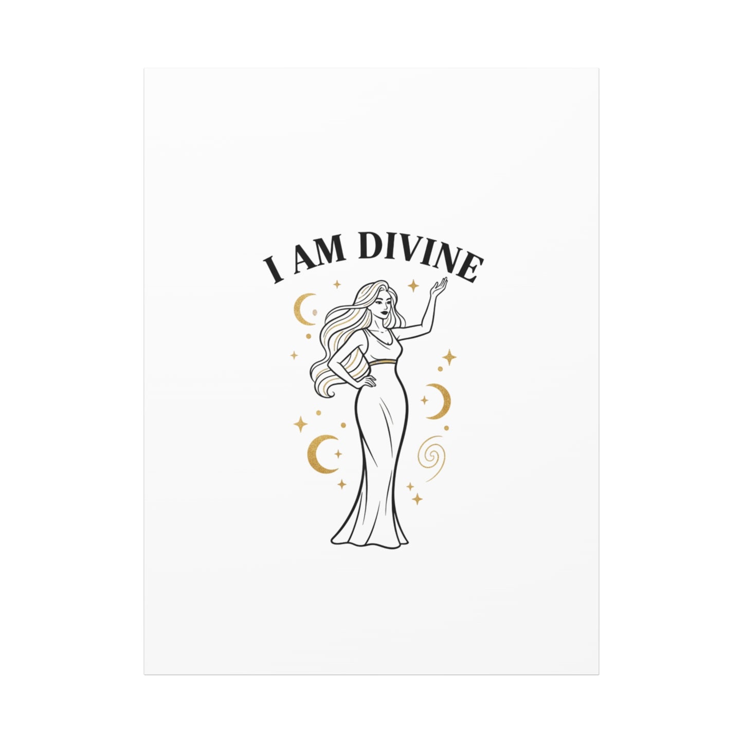 I Am Divine goddess art print | Matte Canvas wall art, manifestation decor