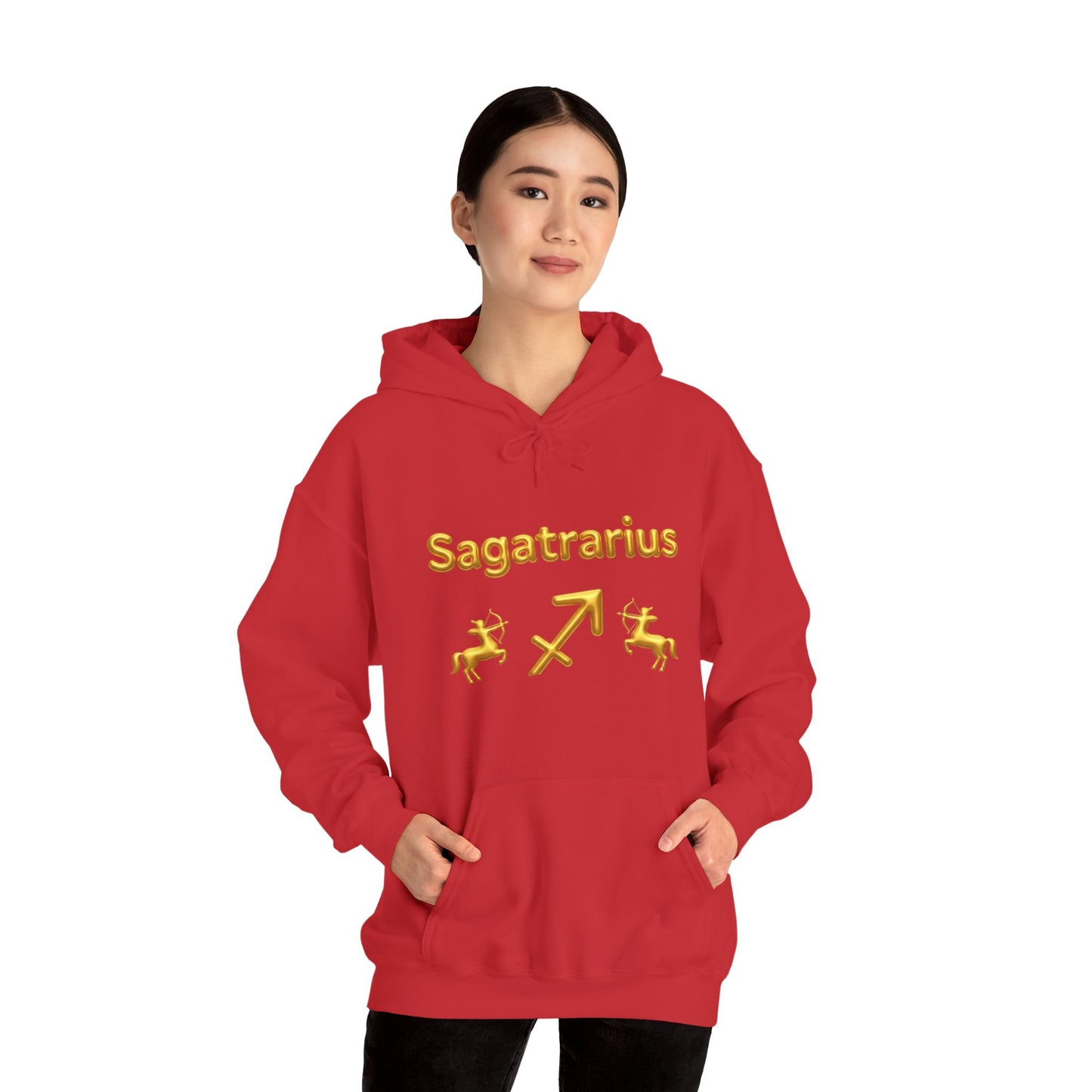Sagittarius Zodiac Hoodie – Gold Archer Symbols & Astrological Wheel Back Print