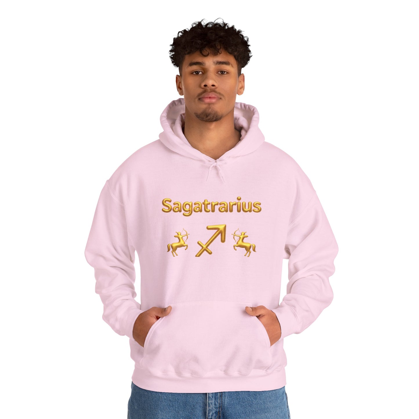 Sagittarius Zodiac Hoodie – Gold Archer Symbols & Astrological Wheel Back Print