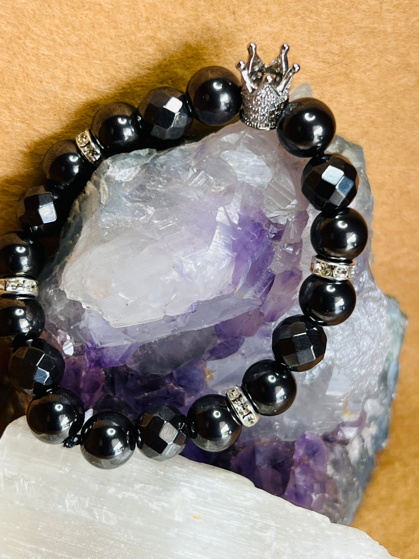 King Jason Hematite Crown Braclet