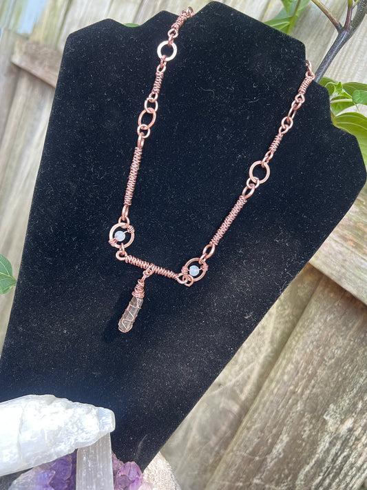 Pink and Clear Quartz and Copper Bar Chair