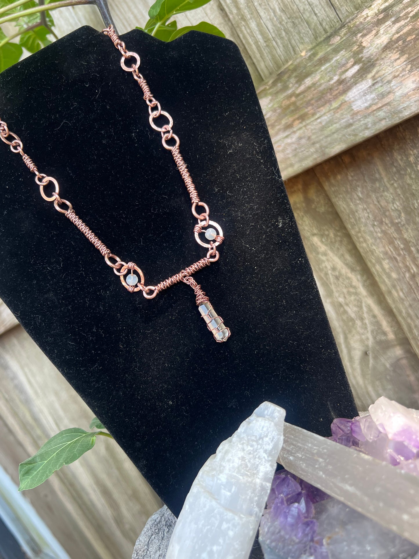 Pink and Clear Quartz and Copper Bar Chair