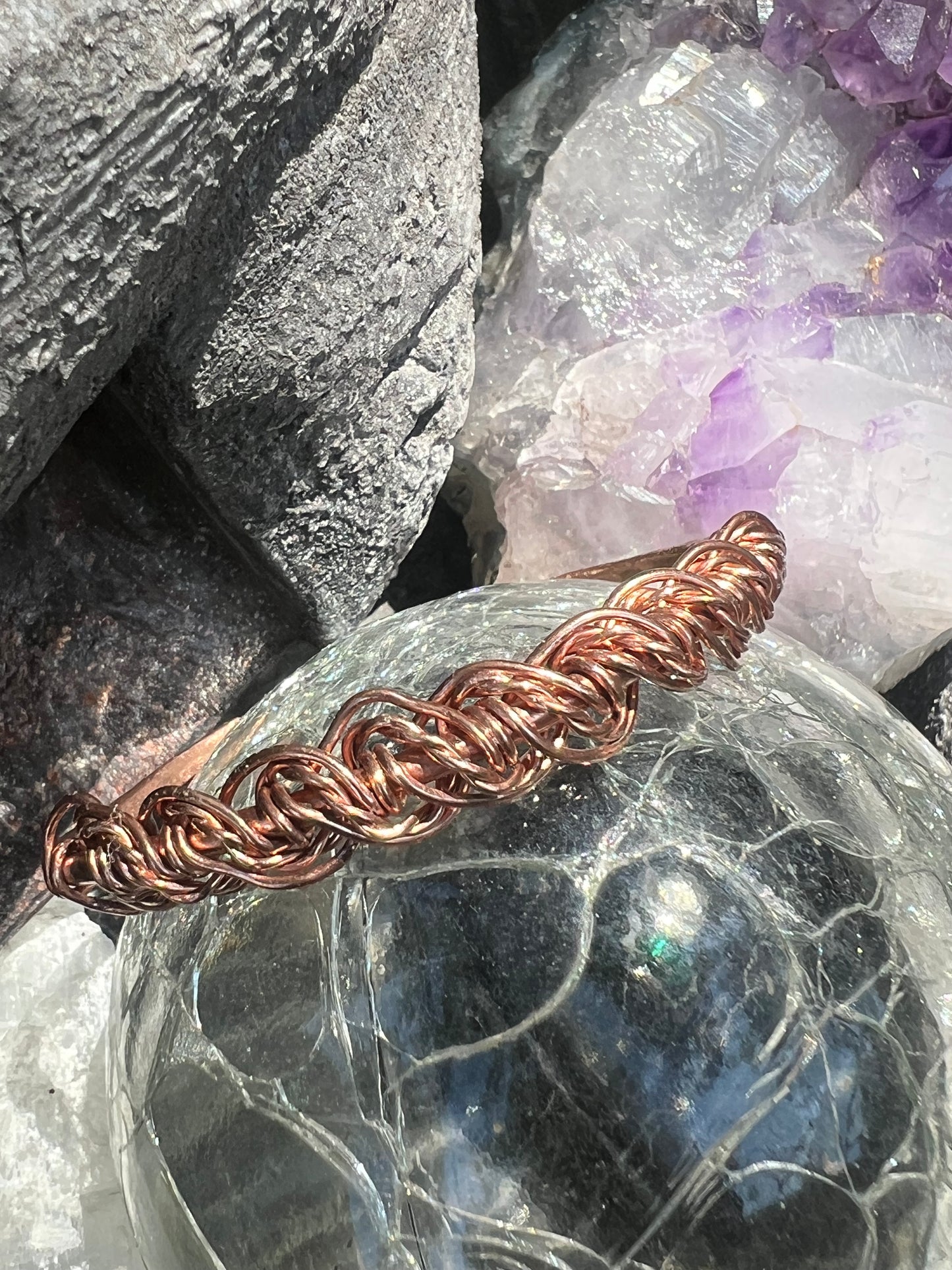 Twisted dreams, pure copper wire wrap, bangle