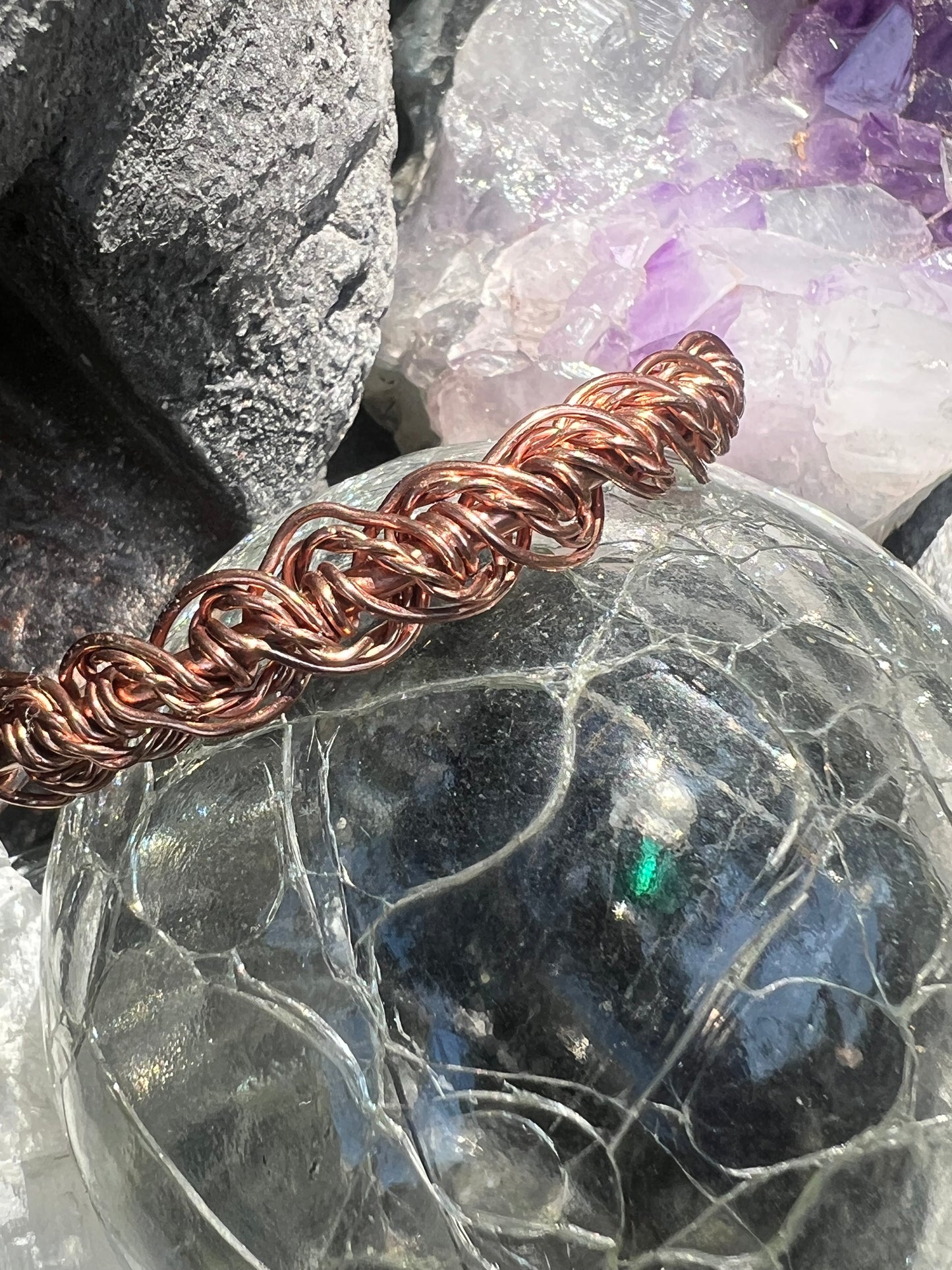Twisted dreams, pure copper wire wrap, bangle