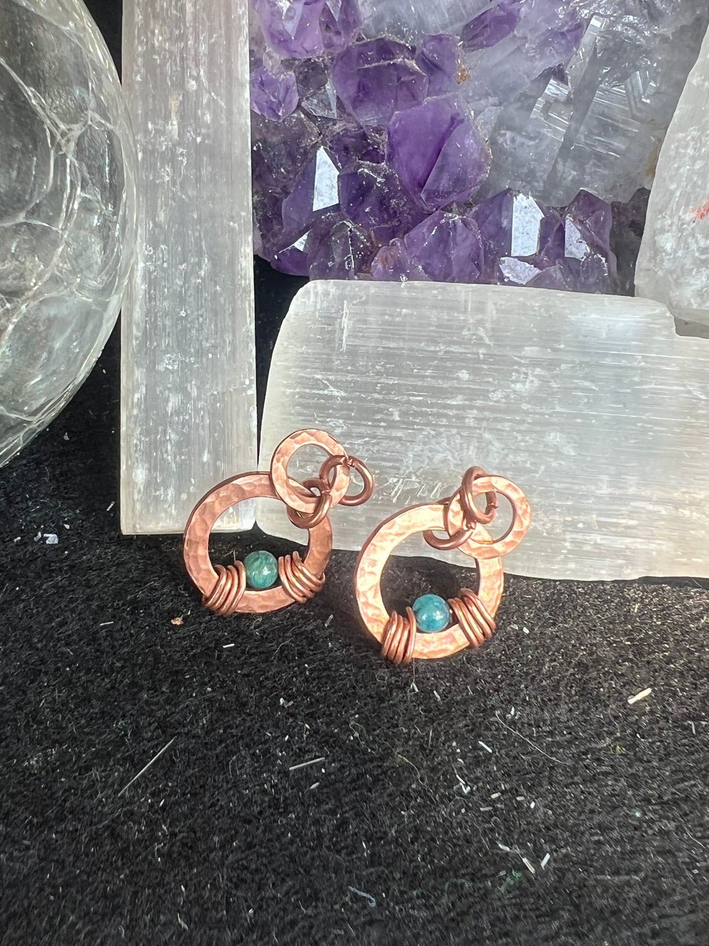 Lapis Lazuli Copper Washer Earrings
