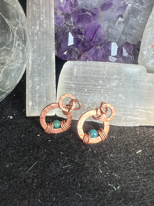 Lapis Lazuli Copper Washer Earrings