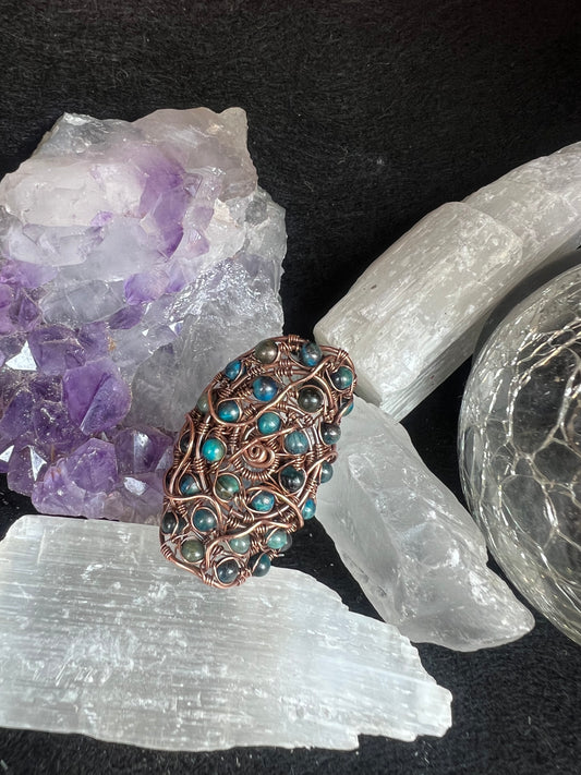 Lapis lazuli and Copper statement ring