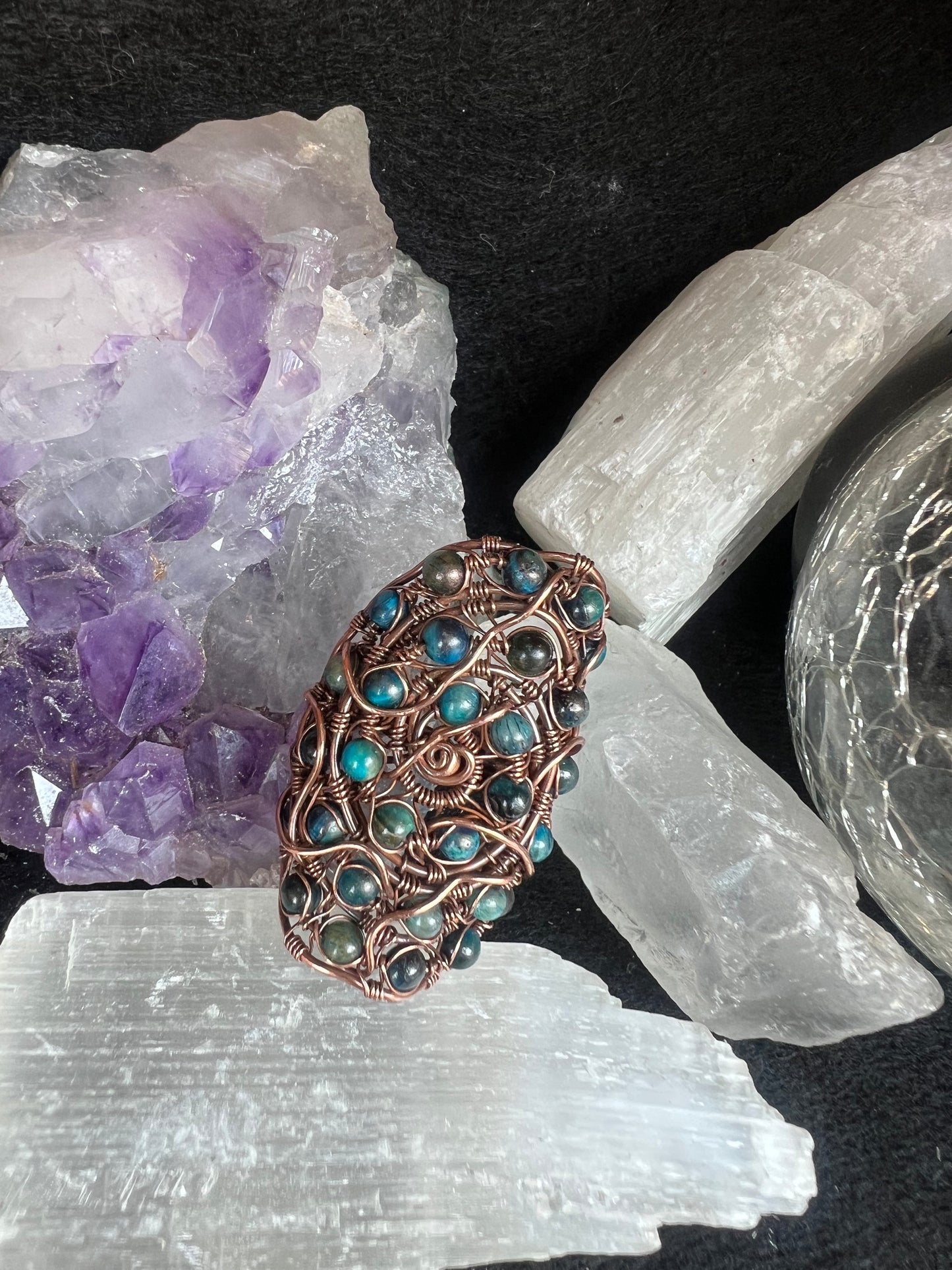 Lapis lazuli and Copper statement ring