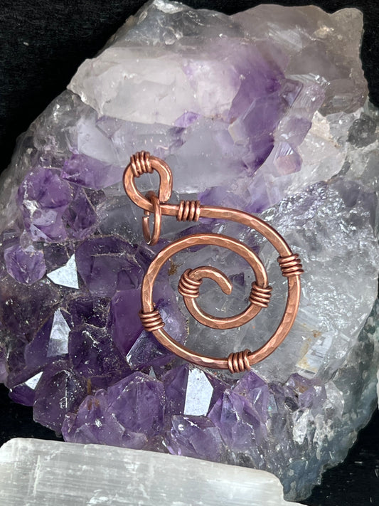 Swirl pure copper pendant