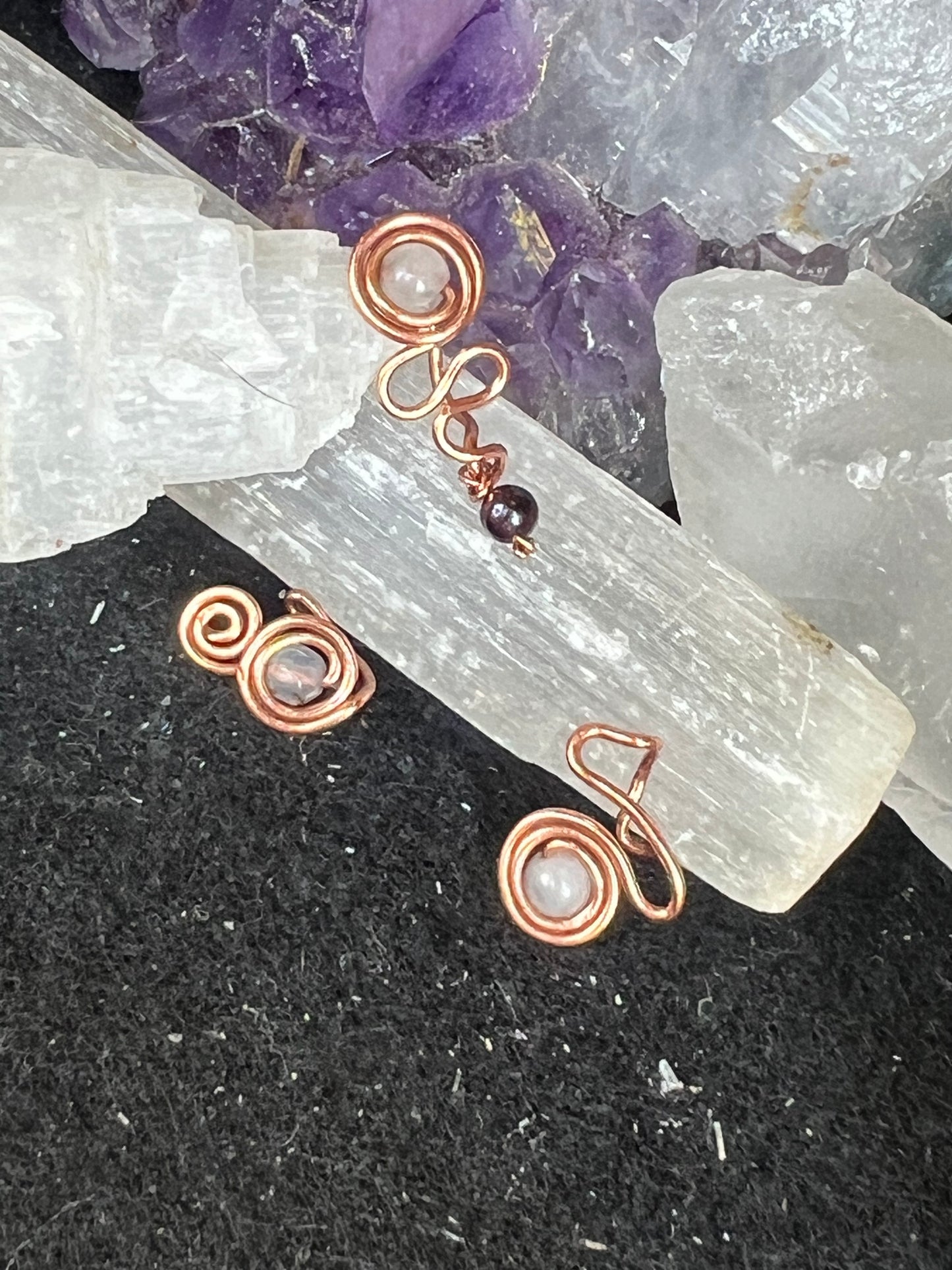 Various copper and natural stone nose rings
