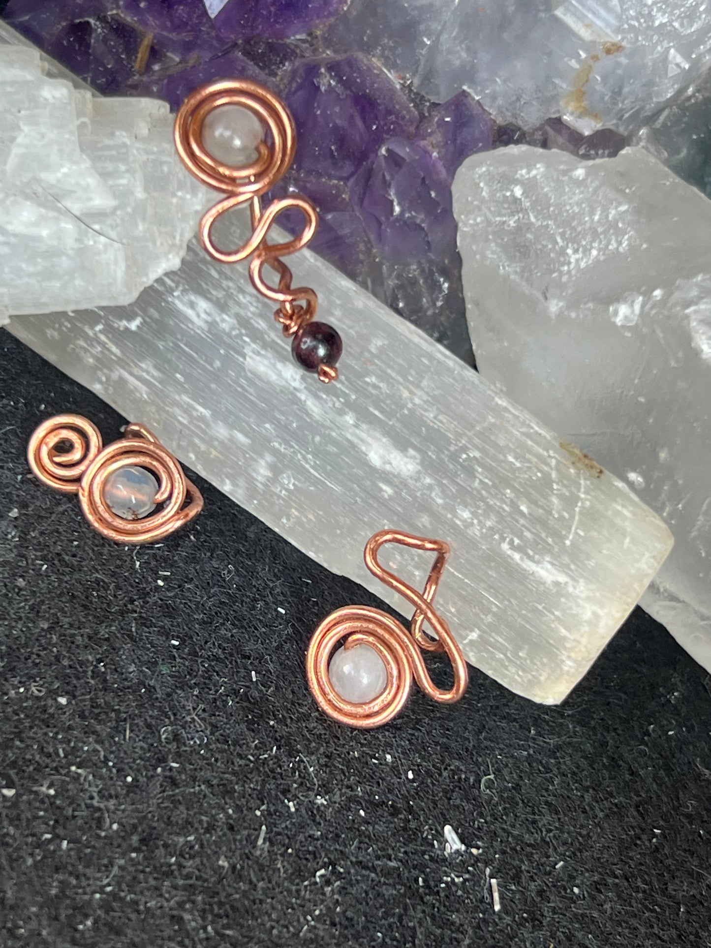 Various copper and natural stone nose rings